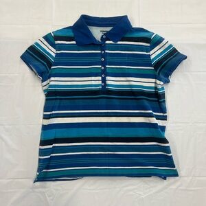 St John's Bay Womens Classic Polo, Short sleeve size Large striped